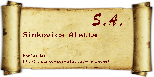 Sinkovics Aletta névjegykártya